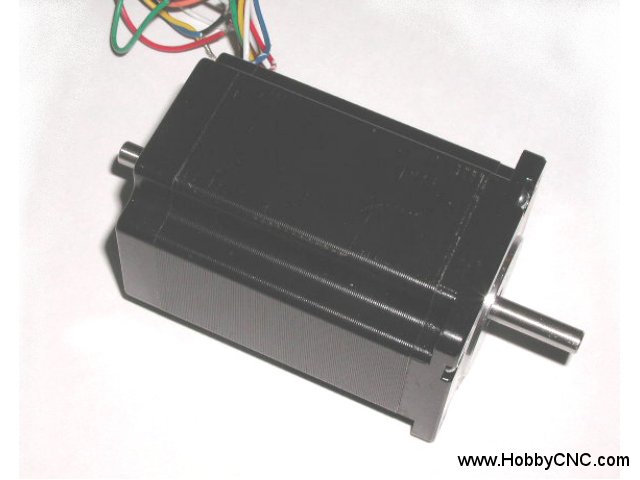 HobbyCNC 23-305-DS8A 425 oz-in bipolar rating, 305 oz-unipolar rating, 4.2v, 3A, 200 S/R, 3.2mH, Size #23, Dual Shaft, 8 wire