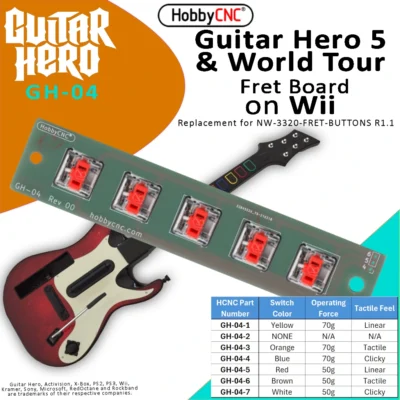 HobbyCNC Replacement fret board for Guitar Hero 5 and World Tour on Wii