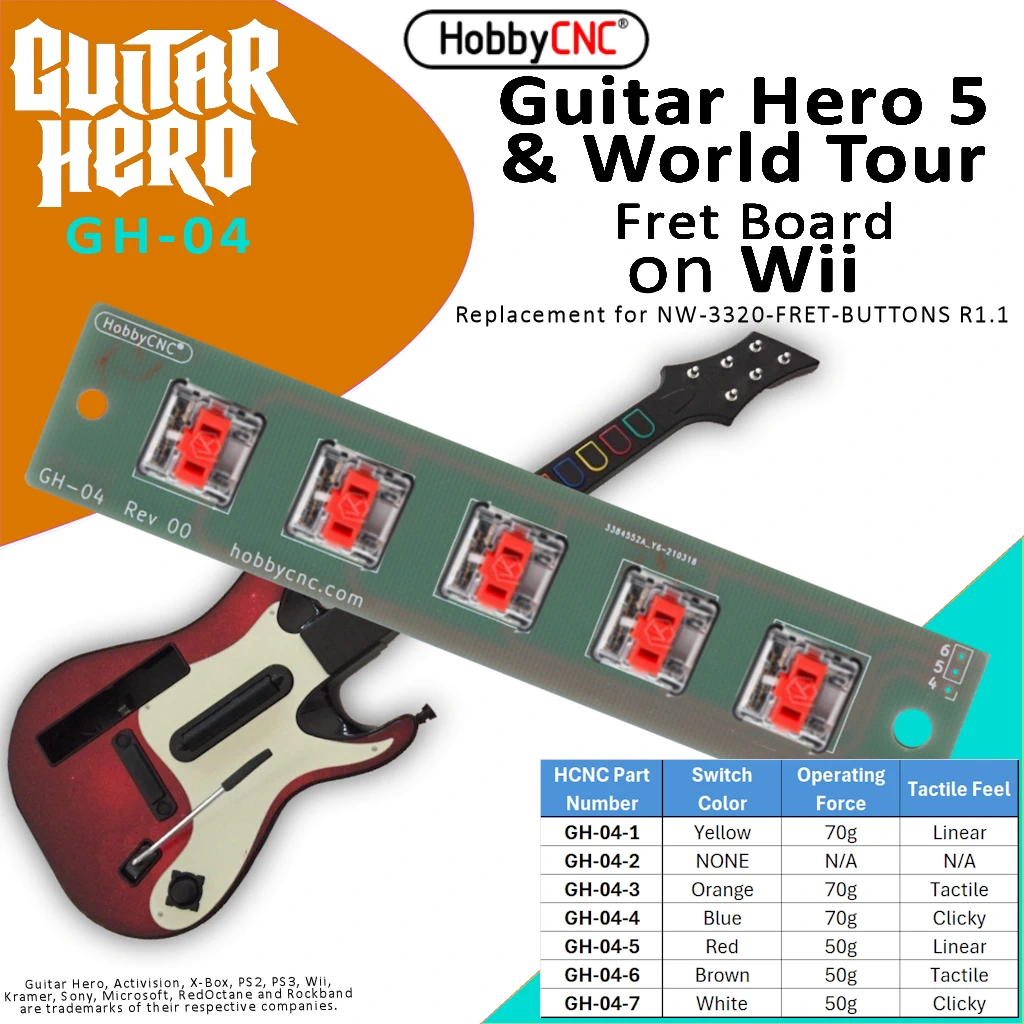 HobbyCNC Replacement fret board for Guitar Hero 5 and World Tour on Wii