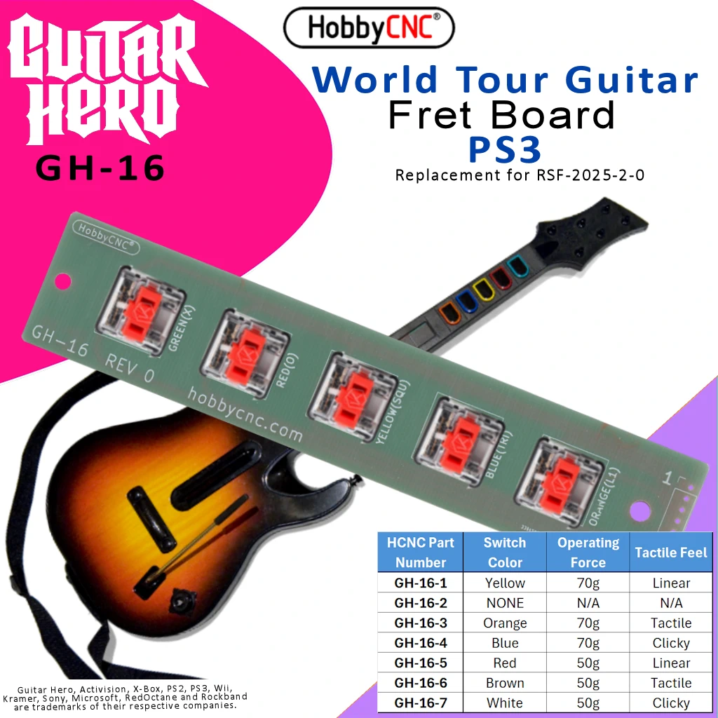 HobbyCNC replacement fret board for World Tour, PS3